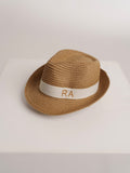 Strohoed Deluxe Kids Bruin Met Witte Band