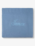 Couverture en Tricot Bleu Clair