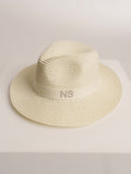 Chapeau de Paille Deluxe Blanc cassé cassé Avec Lanière Blanche