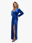 Kimono En Velours Bleu Cobalt