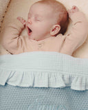 Couverture en Tricot Bleu Clair