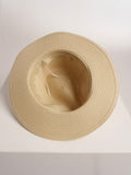 Sombrero de Paja de Lujo Crema con Cinta Beige