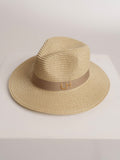 Sombrero de Paja de Lujo Crema con Cinta Beige
