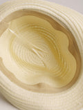 Sombrero de Paja de Lujo Infantil Blanquecino con Cinta Beige