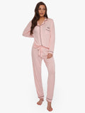 Pijama Modal Rosa Largo Detalles Negros