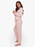 Pijama Modal Rosa Largo Detalles Negros