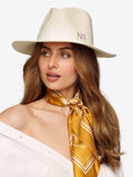 Chapeau de Paille Deluxe Blanc cassé cassé Avec Lanière Blanche