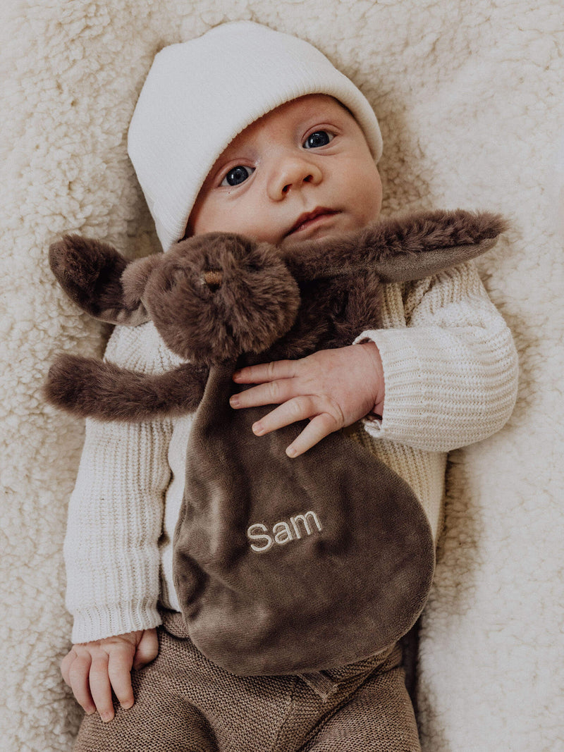 Lapin Doux en Tissu Taupe