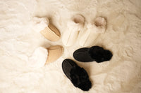 Veloursleder-Pantoffel Schwarz