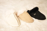 Veloursleder-Pantoffel Schwarz