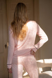 Pyjama Modal Rosa lang Schwarzem Paspel