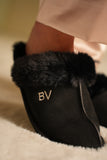 Veloursleder-Pantoffel Schwarz