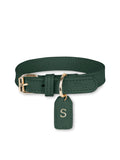 Collar de cuero verde para perro