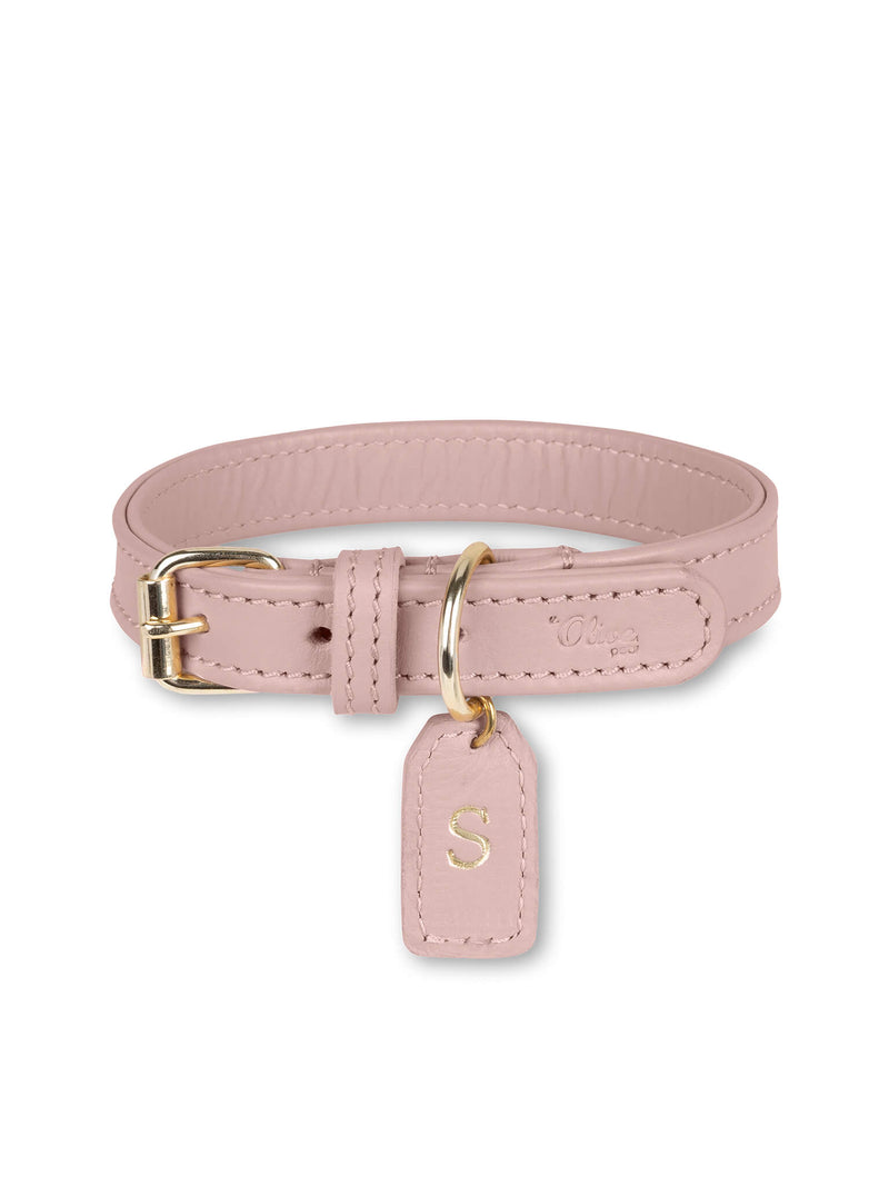 Collier en cuir rose pour chien