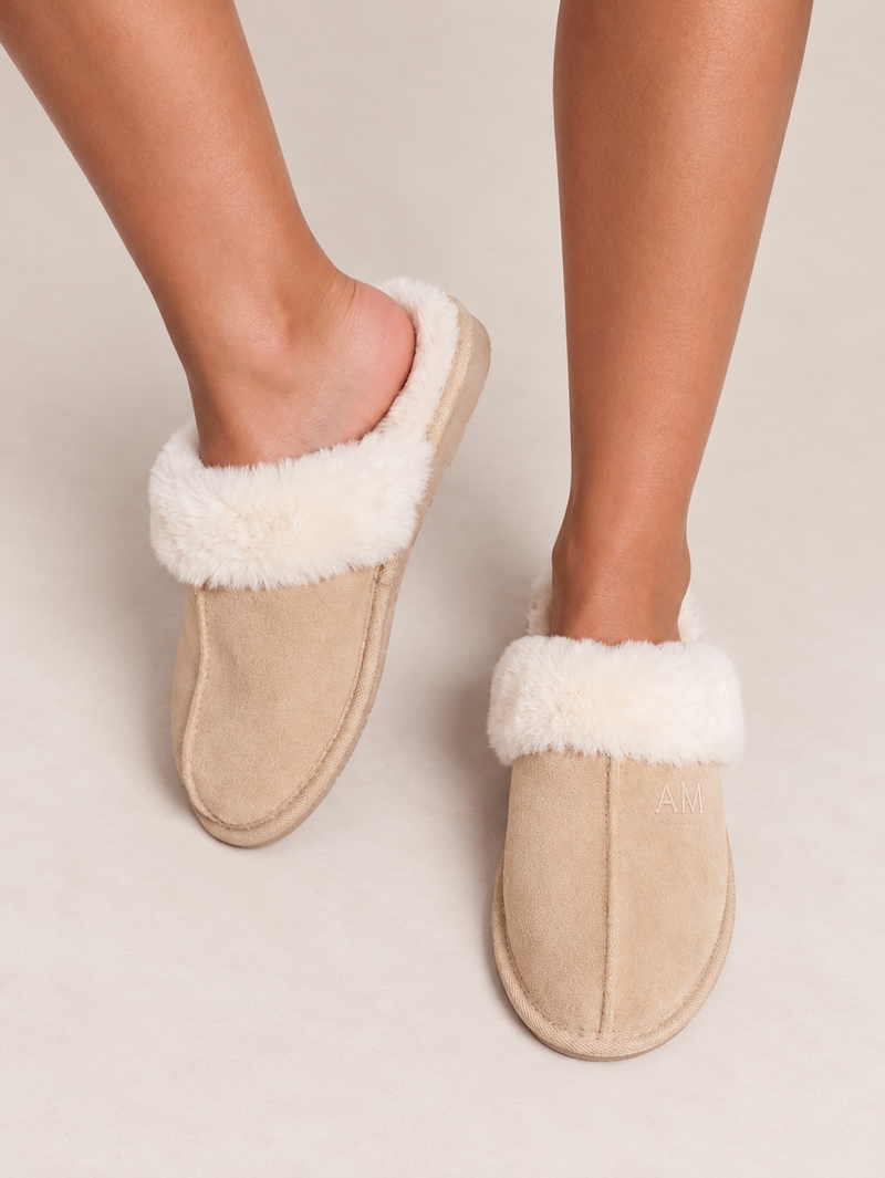 Pantoffel Suède Beige