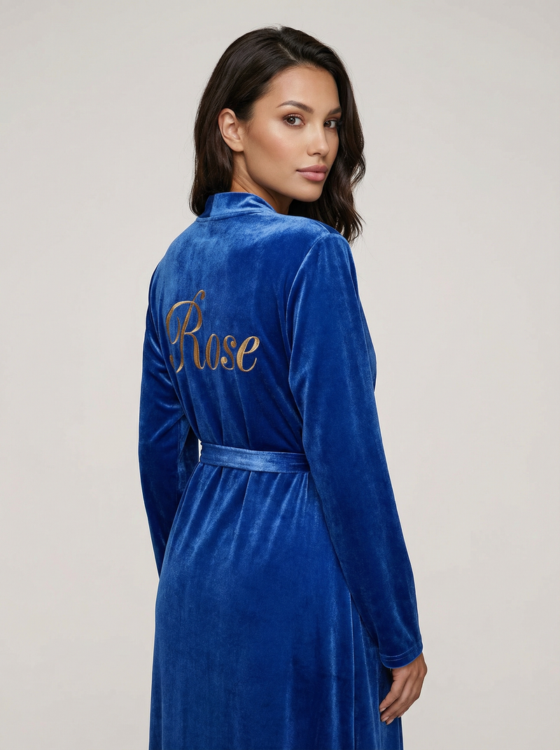 Kimono Samt Kobaltblau