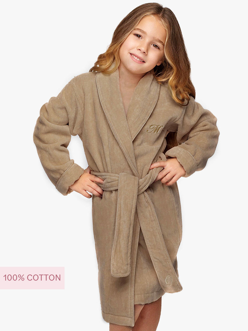 Badjas Katoen Taupe Kids