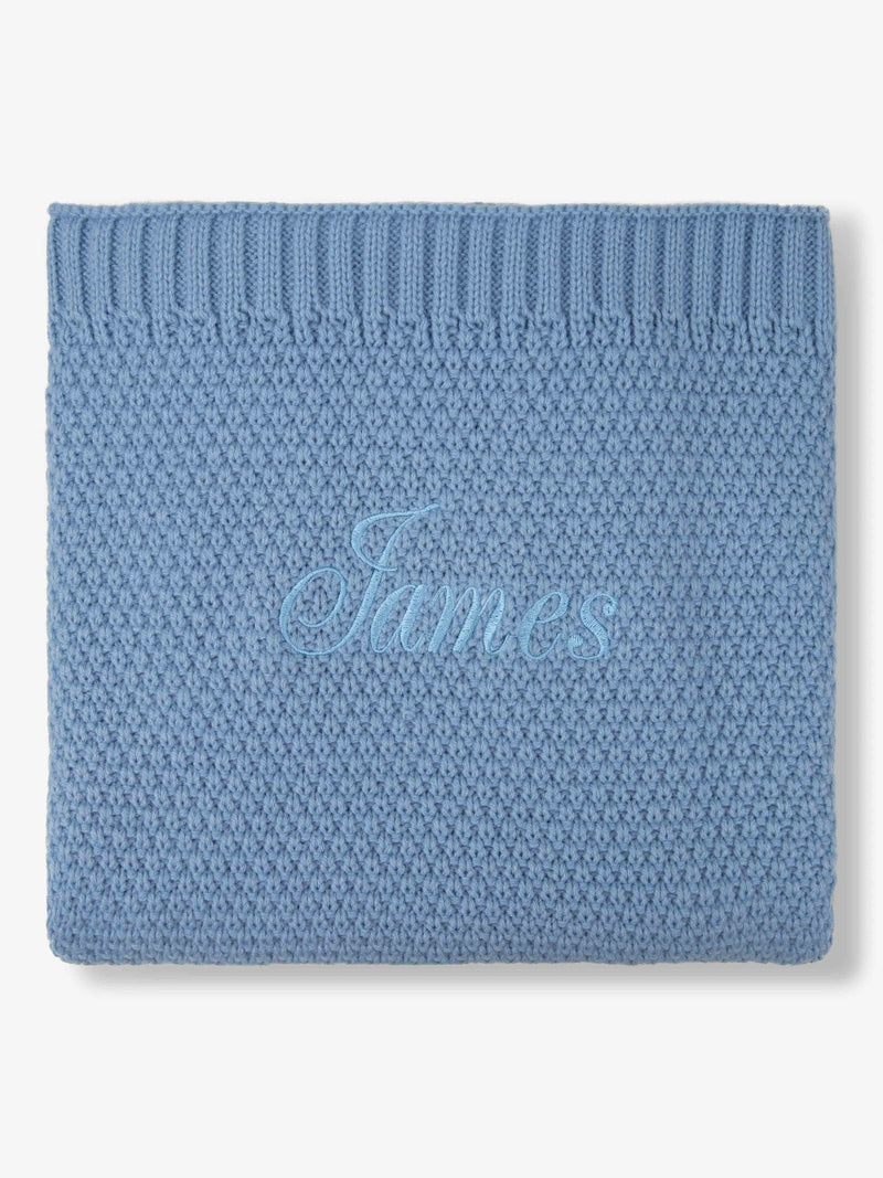 Knitted Blanket Baby Blue