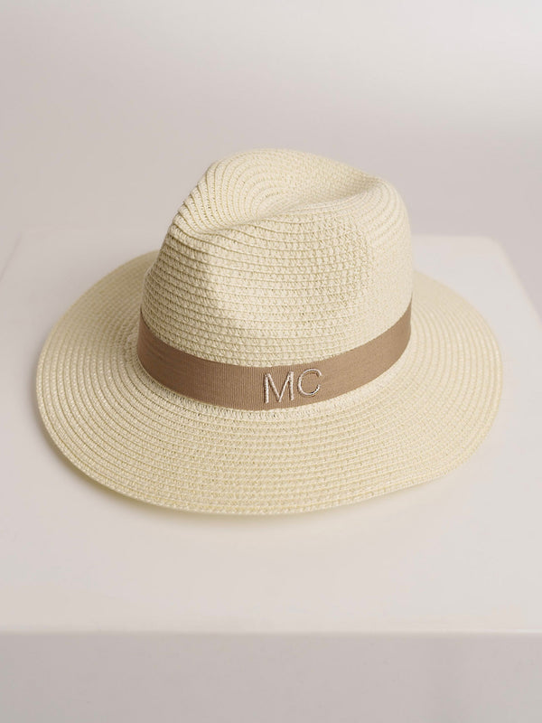 Strohoed Deluxe Gebroken Wit Met Beige Band