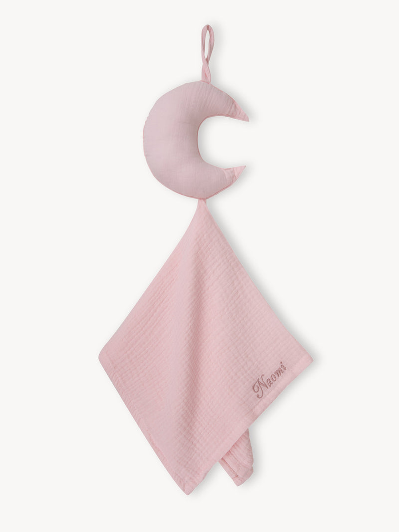 Attache tétine Mousseline Hydrophile Moon Rose Clair