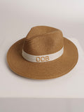 Straw Hat Deluxe Brown With White Strap