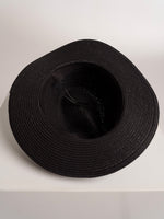 Chapeau De Paille Deluxe Noir Avec Sangle Noire
