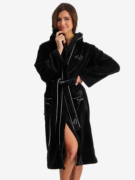 Mens Dressing Gowns Fleece Fluffy Dressing Gown Hooded Dressing Gown  Flannel Soft Bathrobe Nightwear Robe Loungewear,black,xxl | Fruugo NZ