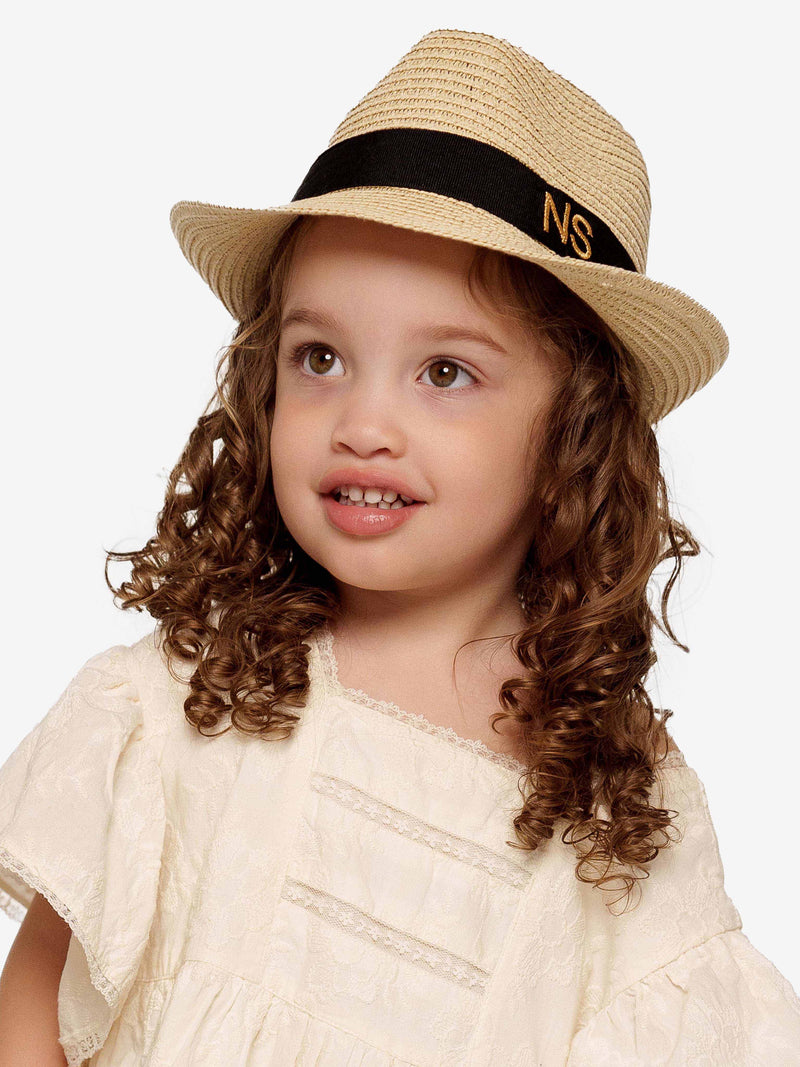 Strohoed Deluxe Kids Crème Met Zwarte Band