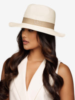 Straw Hat Deluxe Off-White With Beige Strap