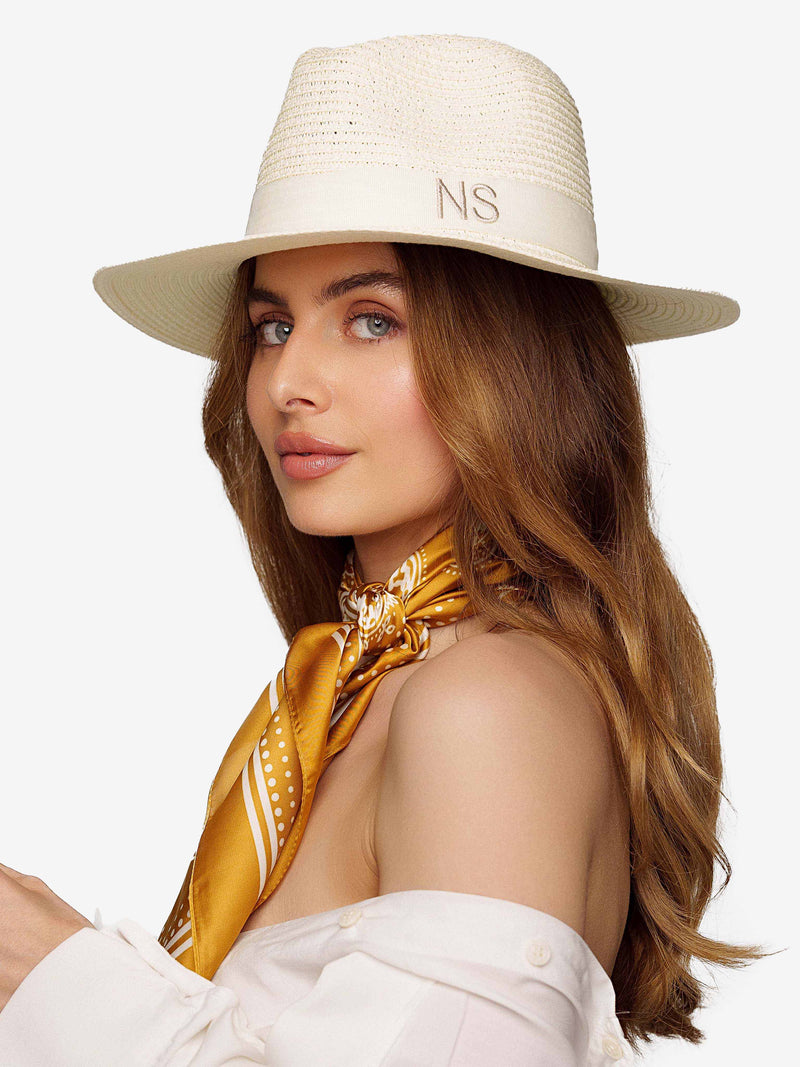 Strohoed Deluxe Gebroken Wit Met Witte Band